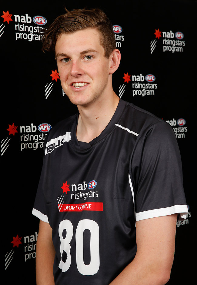 AFL 2015 Media - NAB AFL State Draft Combine Headshots MELBOURNE, AUSTRALIA - OCTOBER 9: Mitch King of Murray Bushrangers poses for a photograph during the 2015 NAB AFL Draft Combine Headshot session at Etihad Stadium, Melbourne on October 09, 2015. (Photo: Adam Trafford/AFL Media)